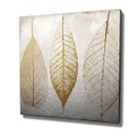 Vászon falikép, levelek, 45x45 cm, krémszínű - FEUILLES