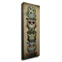 Vászon falikép, baglyok, 30x80 cm, világosbarna - TOTEM