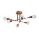 Modern fém mennyezeti lámpa, 6 égős, rosegold - SPOUTNIK