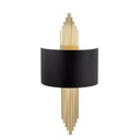 Félkör alakú falilámpa, arany fém csíkokkal, fekete - NAVETTE