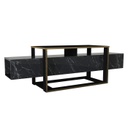 Modern márvány mintás krómozott TV állvány, fekete - VESUVIO