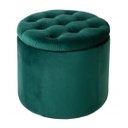 Chesterfield tárolós bársony ülőke, fenyőzöld - POMPADOUR