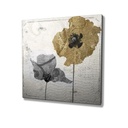 Vászon falikép, virágok, 45x45 cm, halványszürke - COQUELICOT