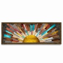 Vászon faliép, napsugarak, 120x40 cm, sárga-türkiz - SOLEIL LEVANT