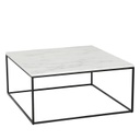 Márványmintás dohányzóasztal, fém vázzal, fehér - EAST STREET