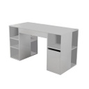 Íróasztal, polcokkal és tárolórészekkel, fehér - PRATIQUE