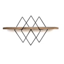 Falipolc, fém rombusz díszítéssel, 60x14 cm, fa - BERMUDES