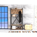 Előszobai ruhafogas, cipótároló polcokkal, fekete-fa - 5TH AVENUE