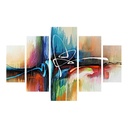 Falikép szett, absztrakt, 5 db, 56x92 cm, kék-piros - ILLUSIONS