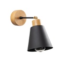 Fém falilámpa, fa részletekkel, fekete - DISCRETE