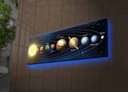 LED-es megvilágítású vászon falikép, bolygók, sötétkék - SYSTEME