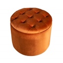 Chesterfield tárolós bársony ülőke, terrakotta - POMPADOUR