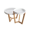 Skandináv stílusú tálcás dohányzóasztal szett, 2 db, fehér - LANNION