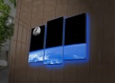LED-es megvilágítású vászon falikép szett, 3 db, többszínű -