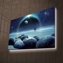 LED-es megvilágítású vászon falikép, többszínű -