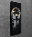 Vászon falikép, 30x80 cm női arc fekete arany - LA FEMME