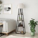 Állólámpa, 4 polccal, szürkésbarna, törtfehér - RAIN