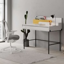 Íróasztal, fehér, mustársárga - COLORY