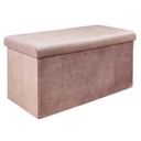 Összehajtható tárolós pad, bársony 77x33 cm, púderrózsaszín - CLOE