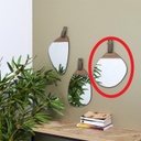 Fali tükör bőr akasztóval, kerek - COWBOY