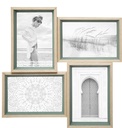 Fali képkeret, 4 db képnek, natúr fa zöld belsővel - VOYAGE