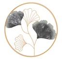 Ginkgo biloba fali dekoráció, arany és szürke - ORGRIS