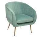 Bordázott bársonyszövet fotel, arany lábakkal, menta - OLYMPE