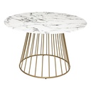 Kerek étkezőasztal 120cm, üveg, fehér márvány - SOSO