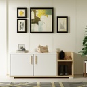 Kétajtós cipőtároló, polccal, fehér tölgyfa - ALICANTE