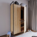 Polcos ruhásszekrény, ajtóval, tölgyfa fekete - SABINE