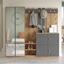 Előszobaszekrény, tükörrel és akasztós résszel, fényőfa antracit - PAULINA