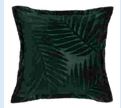 Párna bársony levél mintákkal, 45x45 cm, zöld - BOUDOIR