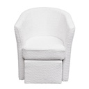 Fotel lábtartóval, buklé szövettel fehér - BOUCLETTE