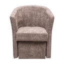 Fotel lábtartóval, buklé szövettel szürkésbarna - BOUCLETTE