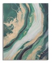 Absztrakt vászon kép 80x100 cm, zöld, arany, fehér - MALACHITE