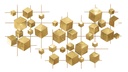 Geometrikus fali dekoráció, kockák arany - CUBISME