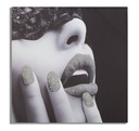 Vászon kép, női portré, 80x80 cm fehér fekete - LEVRES