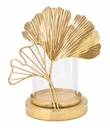 Gyertyatartó, ginko biloba leveles, nagy,  arany - GINKO