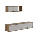 TV állvány és polc szett, márvány szürke, diófa - RONDOUNET