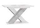 Étkezőasztal 120-160 cm, magasfényű fehér, beton - EXODE