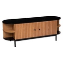 TV állvány íves, tölgy színű, fekete - TWIST