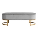 Art déco stílusú kerekded bársonyszövet pad, világosszürke - STYLEE