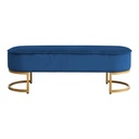 Art déco stílusú kerekded bársonyszövet pad, kék - STYLEE