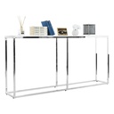 Modern konzolasztal, króm vázzal, fehér - MINCE