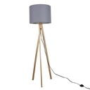 Háromlábú állolámpa, textil búrával, szürke-fa - PYTHON