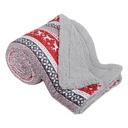 Kétoldalas takaró, téli motívumokkal, 150x200 cm, piros-szürke - CHALET