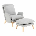 Állítható szövetfotel, lábtartóval, világosszürke - DAHLIA