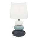 Textilbúrás asztali lámpa, fehér, kék, fekete - PYRAMIDE