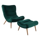 Fotel lábtartóval, bársony fenyőzöld - RELAX