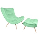 Fotel lábtartóval, bársony menta - RELAX